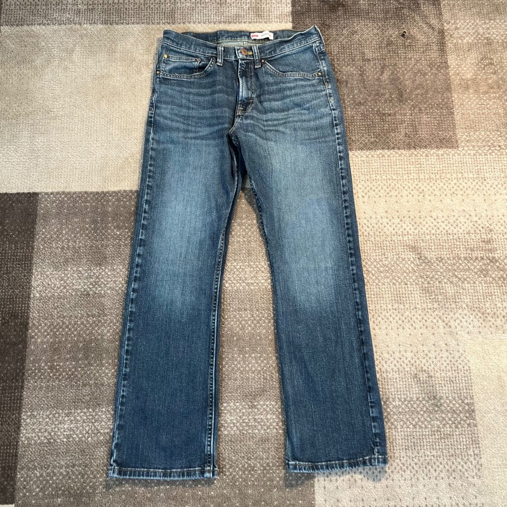 Wrangler Relaxed Boot Blue Denim Jeans Mens 29x30 Stretch Whiskering Boho